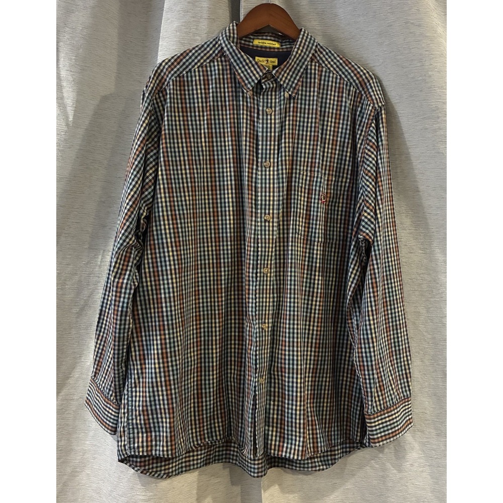 Vintage Duck Head Mens Plaid Button Down Shirt 2XL Long Sleeve Multicolor Preppy